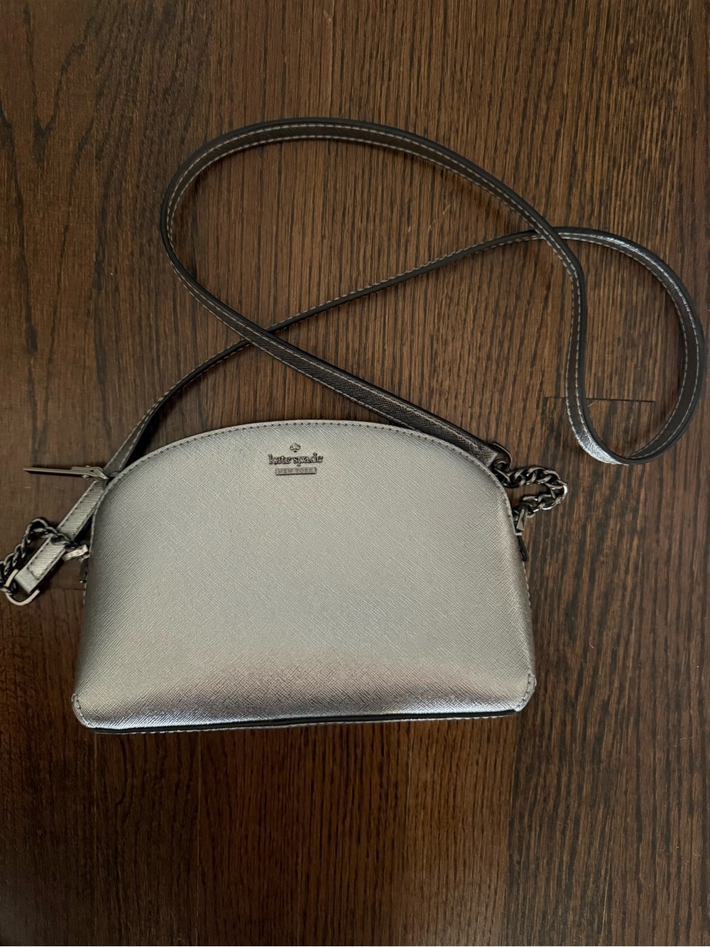kate spade metallic silver crossbody bag